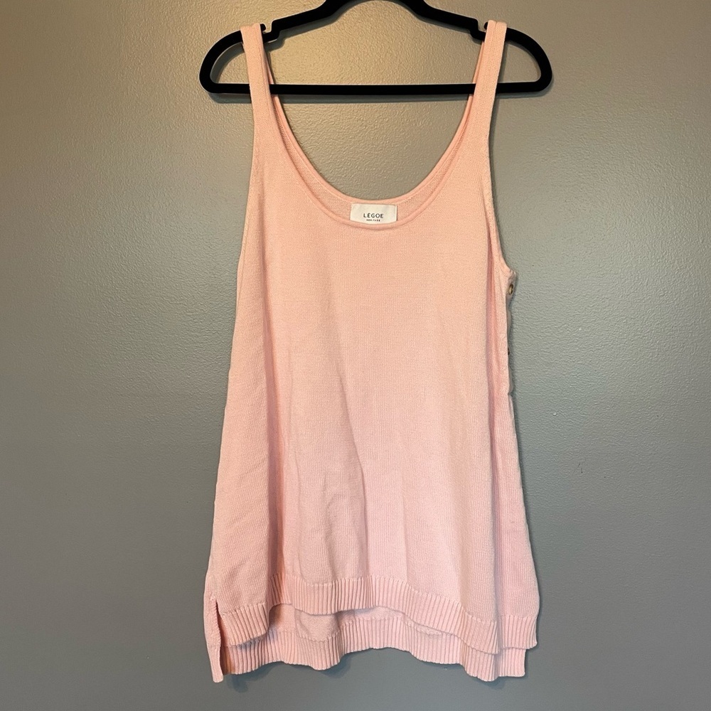 Legoe Heritage Powder Pink Scoop Neck Tank 100% cotton Maternity Nursing szL-XXL